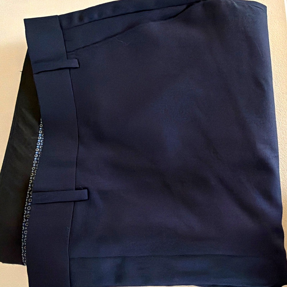Lauren Ralph Lauren Men's 46x32 Blue Wool Blend Twill Flat Front Stretch Pants